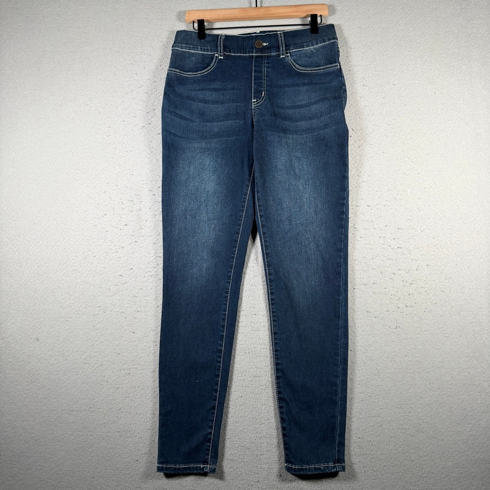 Betabrand Dress Pant Yoga Pants Skinny Denim Dark Wash Blue L Long W1545-RMA